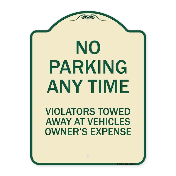 Signmission No Parking Anytime Violators Towed Away Heavy-Gauge Aluminum Sign, 24" x 18", TG-1824-23770 A-DES-TG-1824-23770 - main